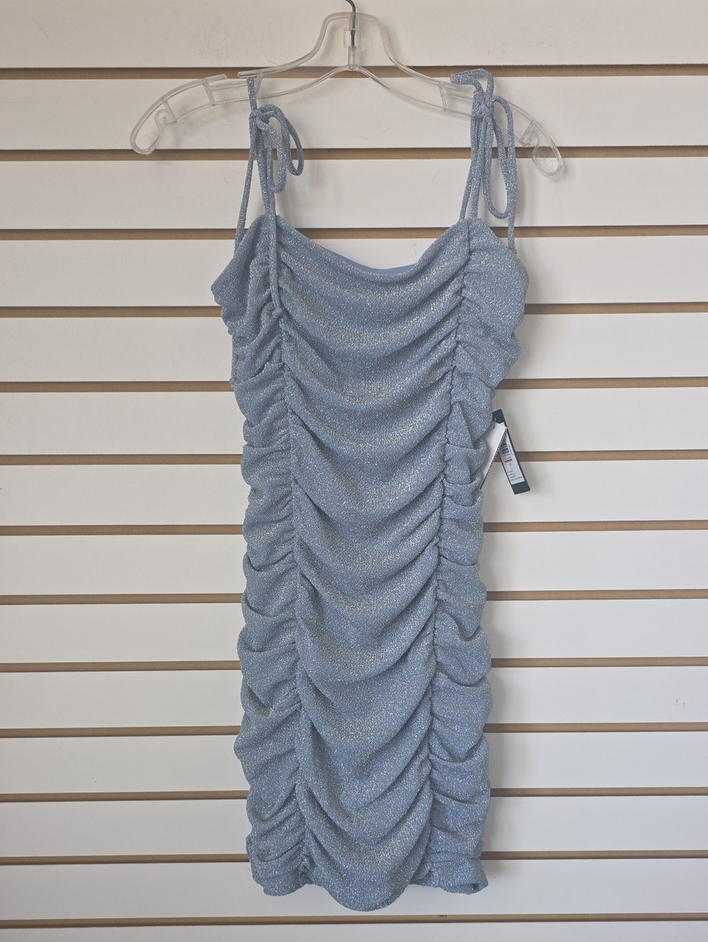 Glittery Ruched Sleeveless Bodycon Mini Dress